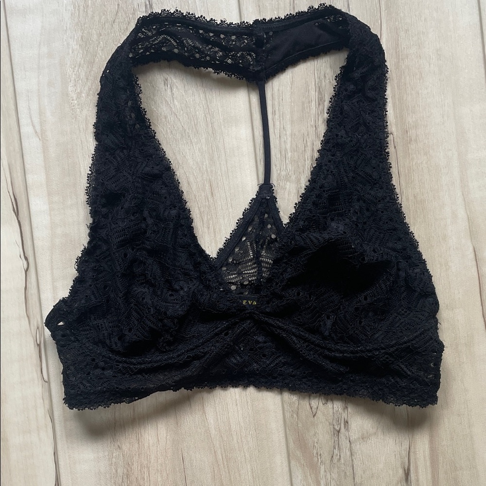 Revamped Midnight Black Lace Halter Bralette